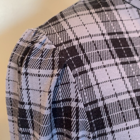 Ann Taylor Modal Blue and Black Plaid Long Sleeve Turtleneck Top Women’s Medium - Picture 5 of 7